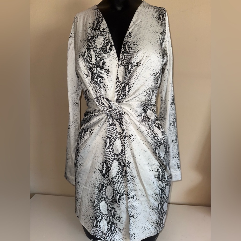 Fashion Nova Monochrome Silk Snakeskin Dress